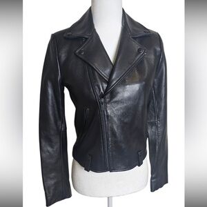 The Kooples, BRAND NEW, Black Leather Lambskin Jacket, SZ Small (French SZ 0)